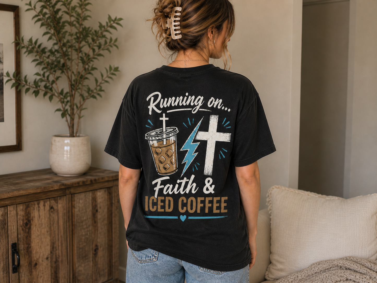 Running on Faith & Iced Coffee | Christian Graphic Apparel